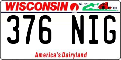 WI license plate 376NIG