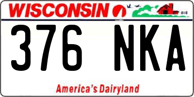 WI license plate 376NKA