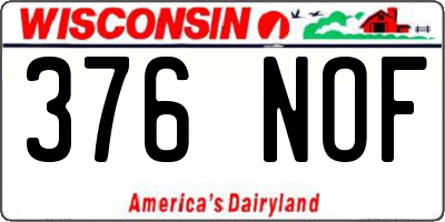 WI license plate 376NOF
