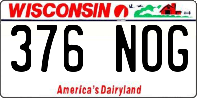 WI license plate 376NOG