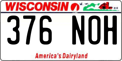 WI license plate 376NOH