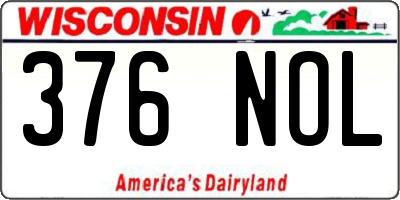 WI license plate 376NOL