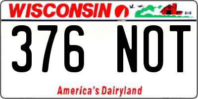 WI license plate 376NOT