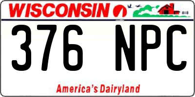 WI license plate 376NPC