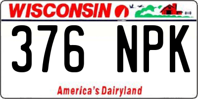WI license plate 376NPK