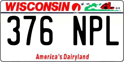 WI license plate 376NPL