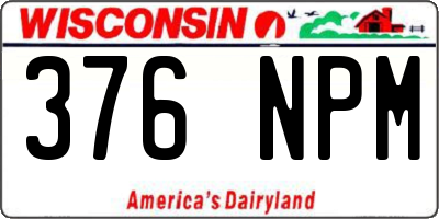 WI license plate 376NPM