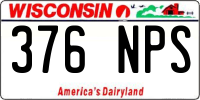 WI license plate 376NPS