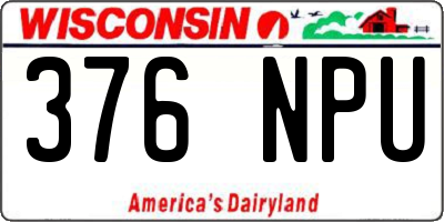 WI license plate 376NPU