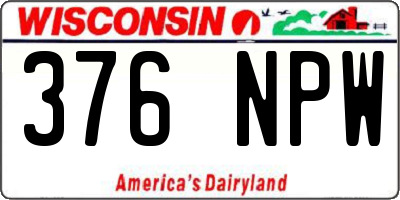 WI license plate 376NPW