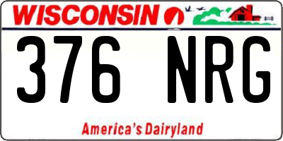 WI license plate 376NRG