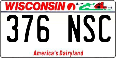 WI license plate 376NSC