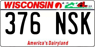 WI license plate 376NSK