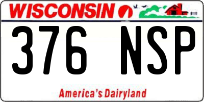 WI license plate 376NSP