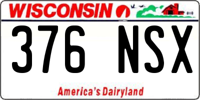 WI license plate 376NSX