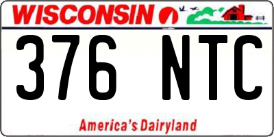 WI license plate 376NTC