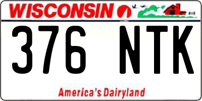 WI license plate 376NTK