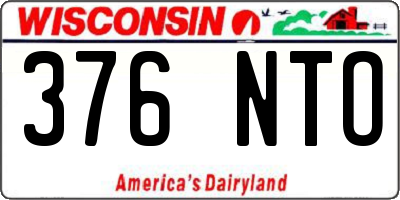 WI license plate 376NTO