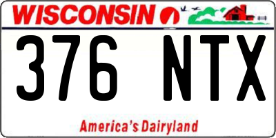 WI license plate 376NTX