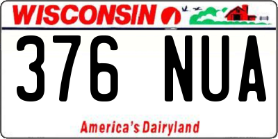 WI license plate 376NUA