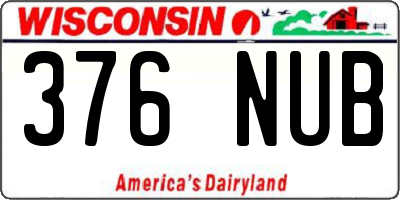 WI license plate 376NUB