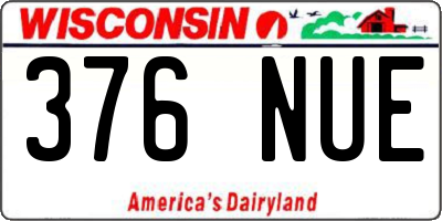 WI license plate 376NUE