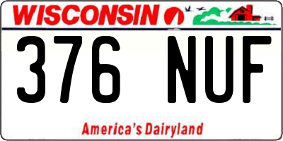 WI license plate 376NUF