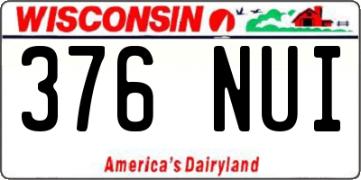 WI license plate 376NUI