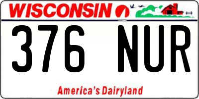 WI license plate 376NUR