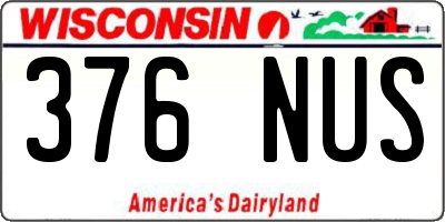 WI license plate 376NUS