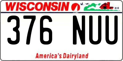 WI license plate 376NUU