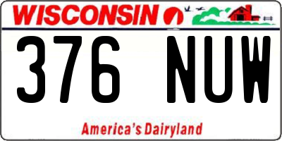 WI license plate 376NUW