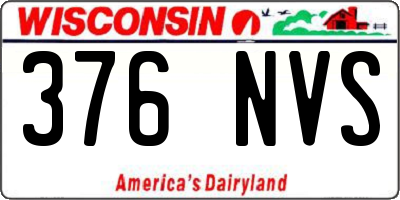WI license plate 376NVS