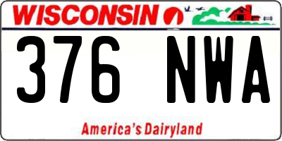 WI license plate 376NWA
