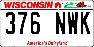WI license plate 376NWK