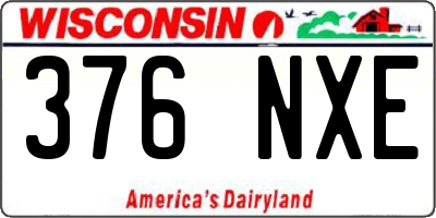 WI license plate 376NXE