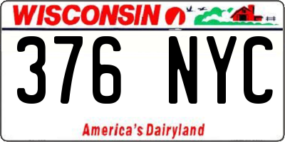 WI license plate 376NYC