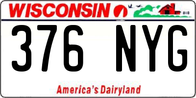 WI license plate 376NYG