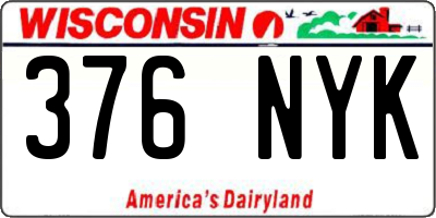 WI license plate 376NYK