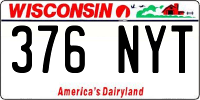 WI license plate 376NYT
