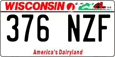 WI license plate 376NZF
