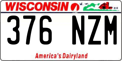 WI license plate 376NZM