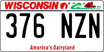 WI license plate 376NZN