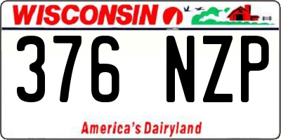 WI license plate 376NZP