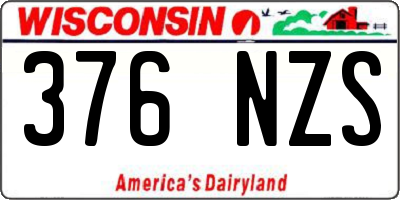 WI license plate 376NZS