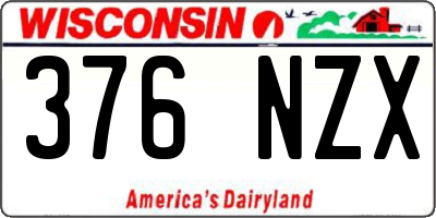 WI license plate 376NZX