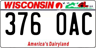 WI license plate 376OAC