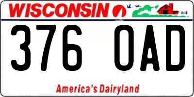 WI license plate 376OAD
