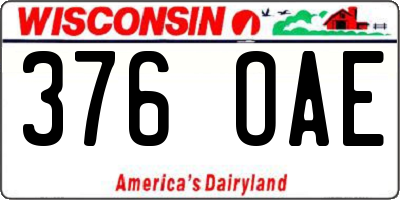 WI license plate 376OAE