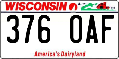 WI license plate 376OAF